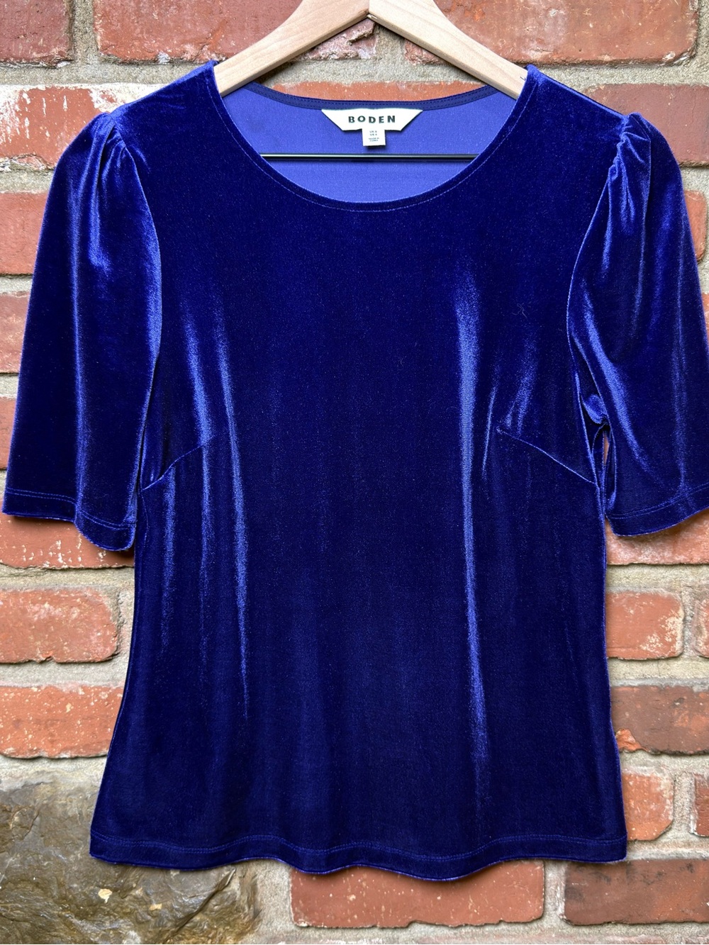 Boden womens velvet short-sleeve top size 4 Puff Short Sleeve Holiday Party